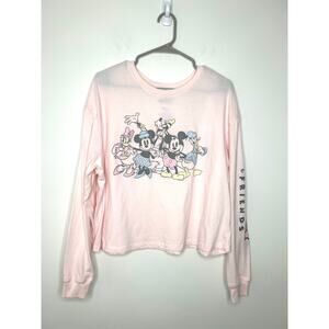 Disney Mickey & Friends Long Sleeve T-Shirt Sz 2X Pink Cropped Fit
